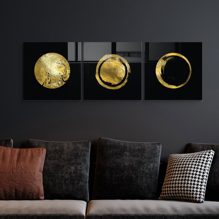 Wallity Set de 3 Cuadros Decorativos de Vidrio Templado Multicolor 40 x 40 cm